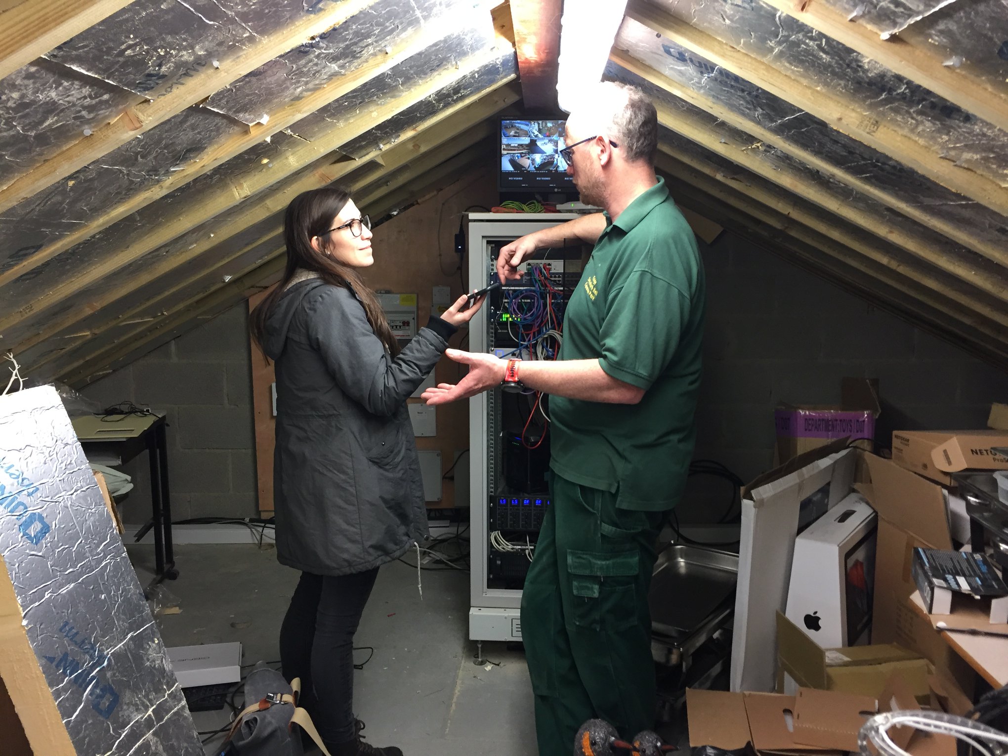 Kira conducting an interview while fieldwork in Lancashire.